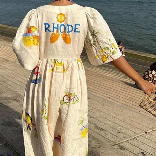 Coastal Print Midi Dress