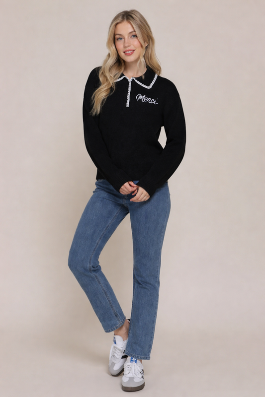 Merci Collar Knit Sweater