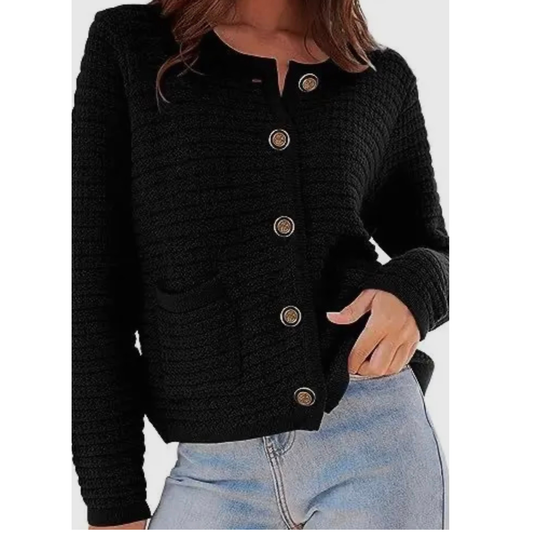 Textured Button Front Cardigan