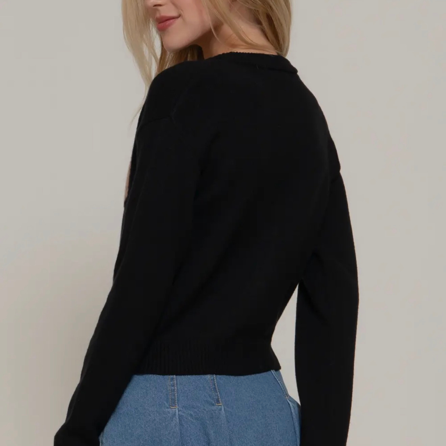 Embroidered Bear Knit Cardigan