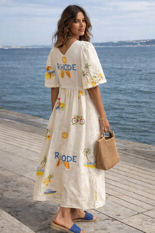 Coastal Print Midi Dress