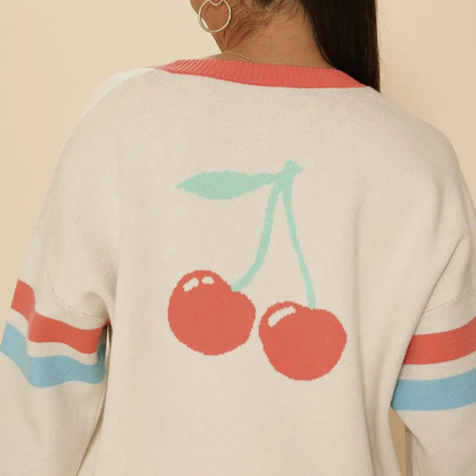 Cherry On Top Oversized Varsity Cardigan