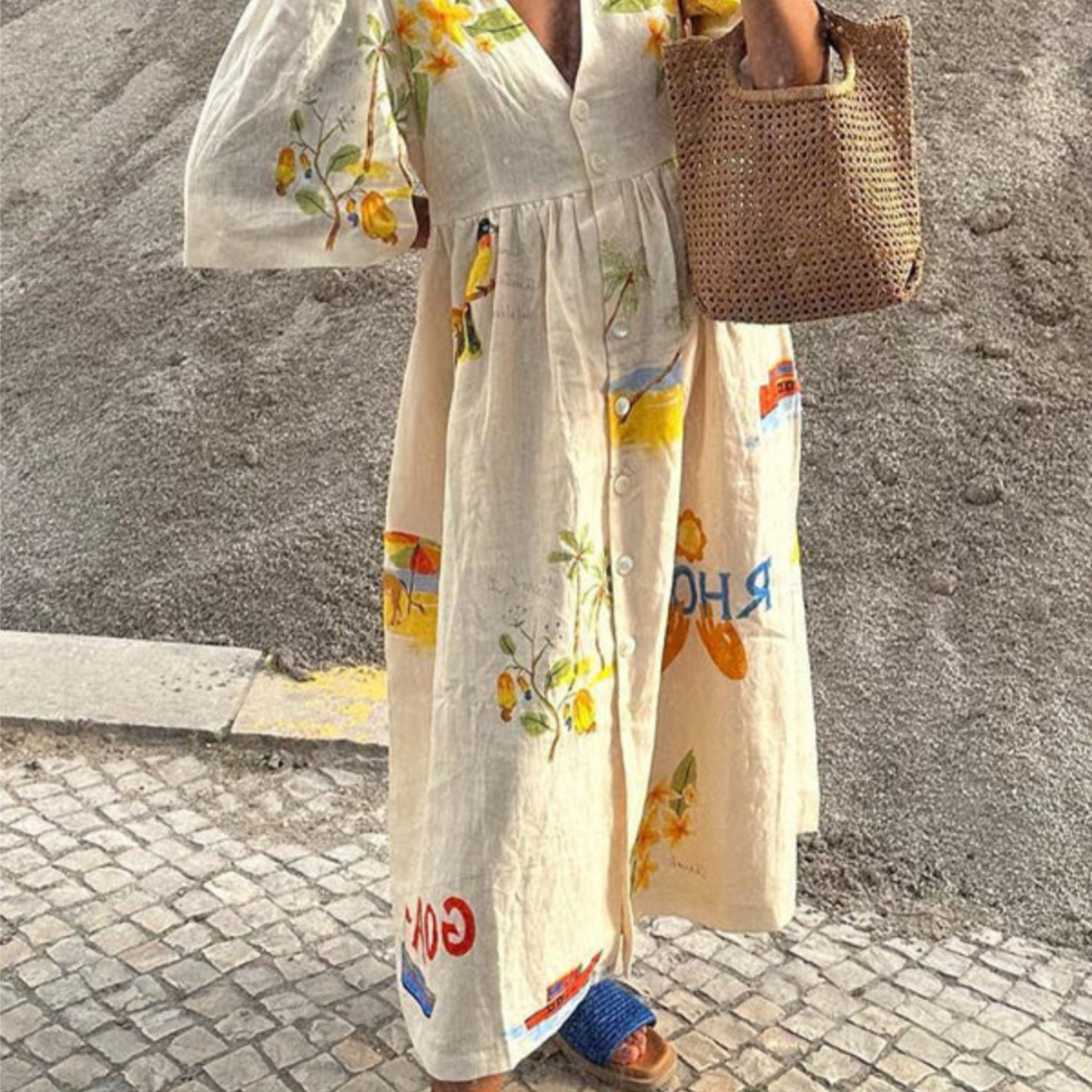 Coastal Print Midi Dress