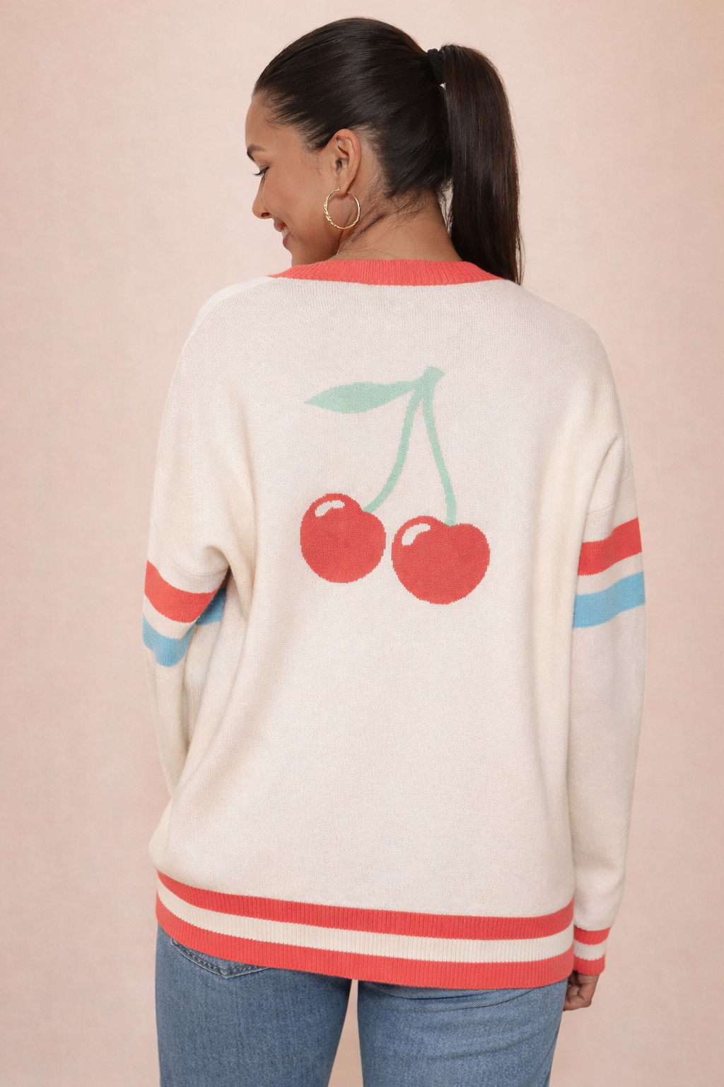 Cherry On Top Oversized Varsity Cardigan
