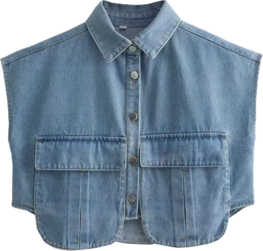 Denim Utility Polo Vest