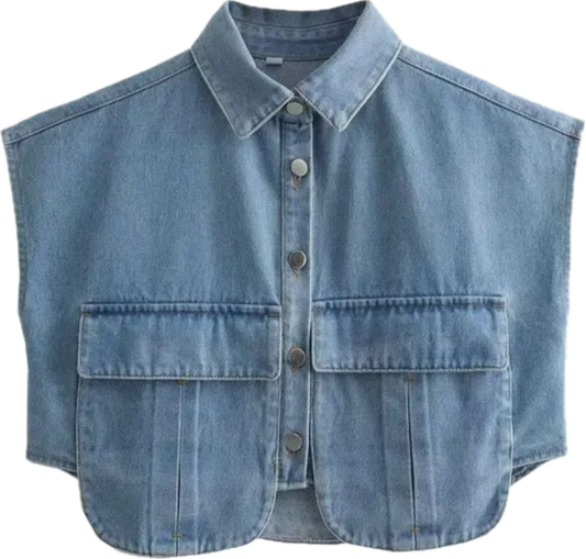 Denim Utility Polo Vest