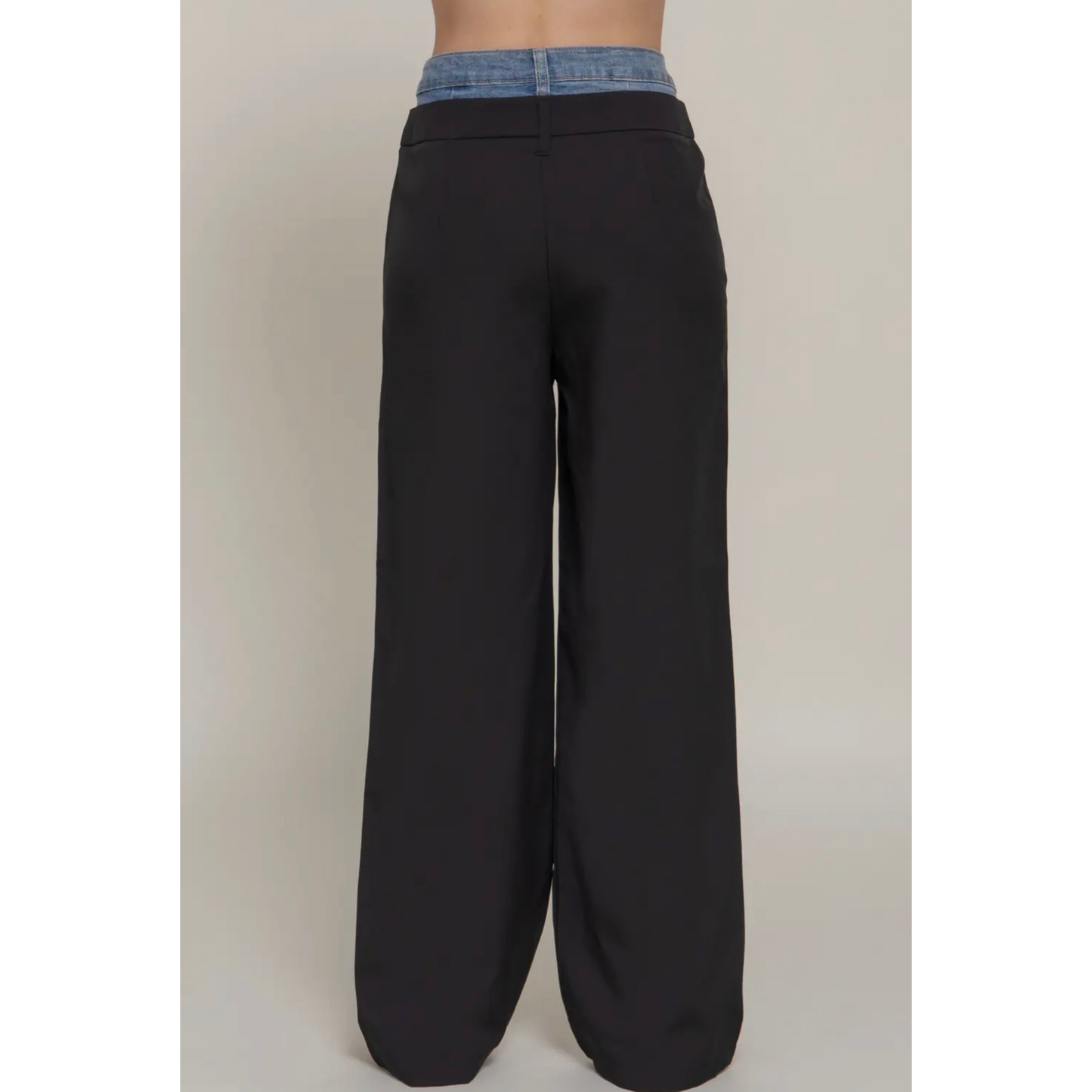 Denim Contrast Waist Pant